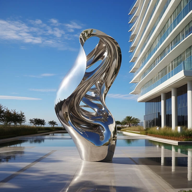 Escultura Urbana de Acero Inoxidable Espejo