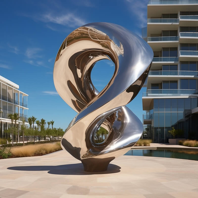 Gran escultura urbana de acero inoxidable