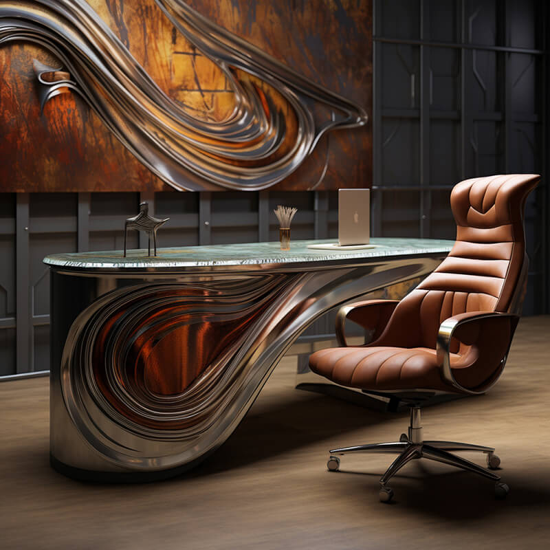 Muebles de escritorio artístico de acero inoxidable