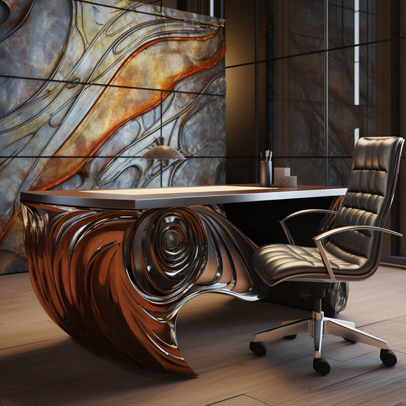 Muebles de escritorio artístico de acero inoxidable