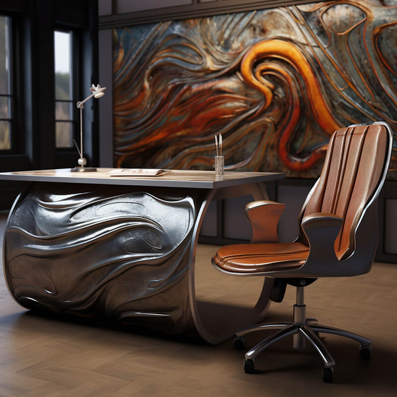 Muebles de escritorio artístico de acero inoxidable