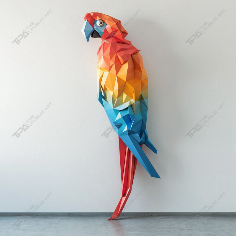 escultura de loro de origami