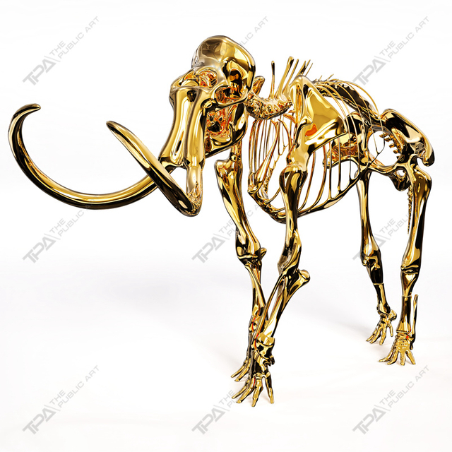 Escultura de esqueleto de elefante de acero inoxidable