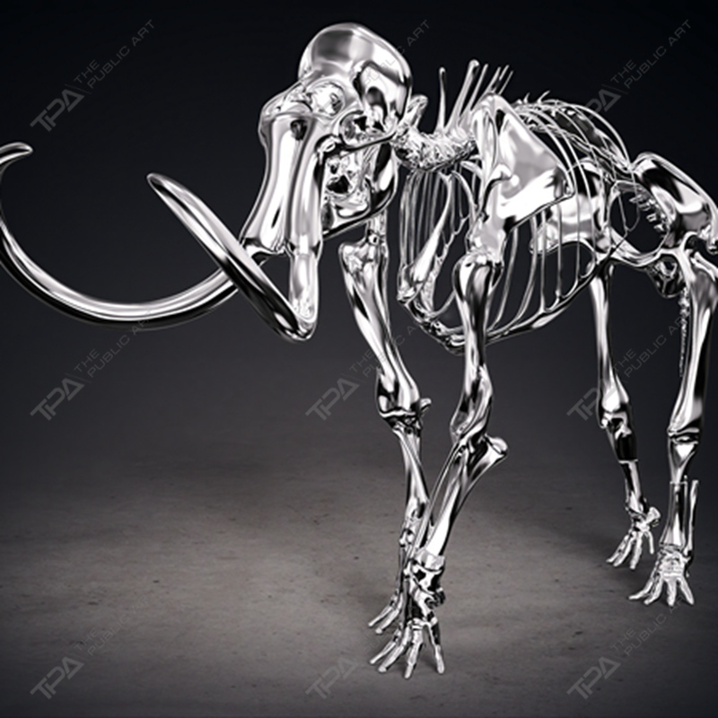 Escultura de esqueleto de elefante de acero inoxidable