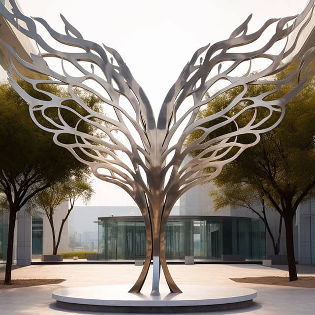 Escultura al aire libre de acero inoxidable con corte por láser