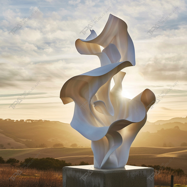 Escultura Urbana De Acero Inoxidable Voile Blanco