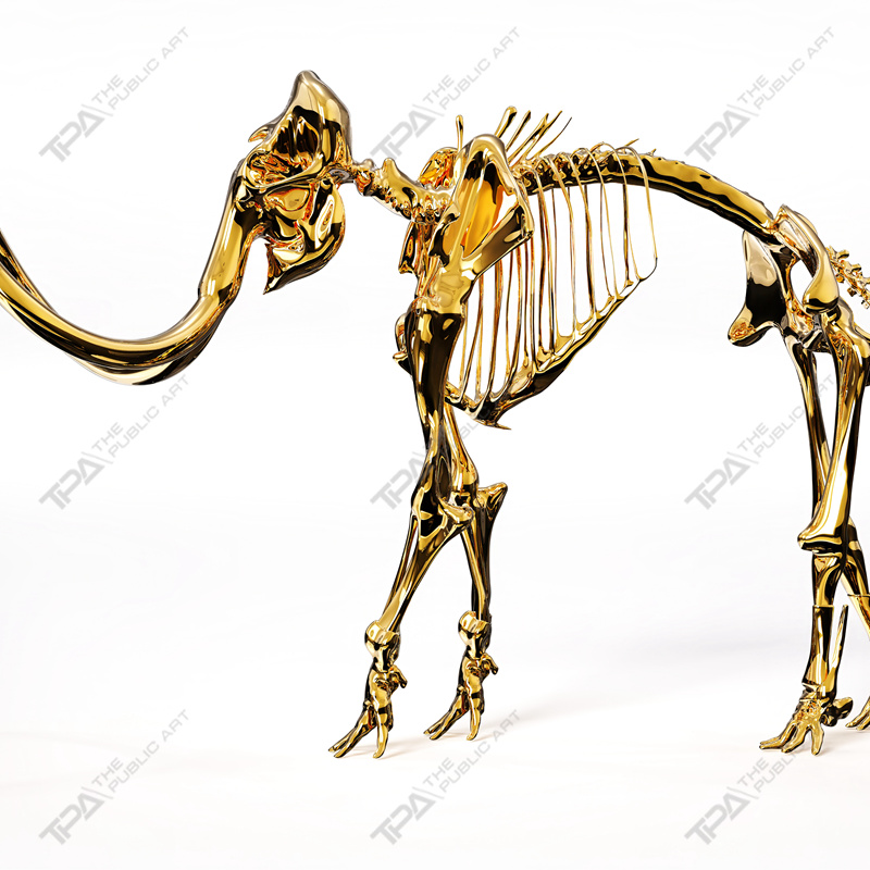 Escultura de esqueleto de elefante de acero inoxidable