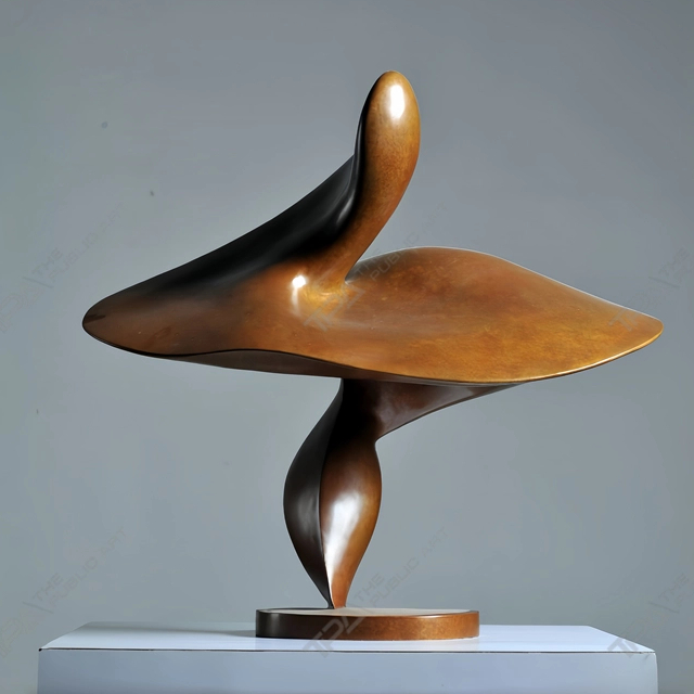 Escultura de bronce volando como un cisne asustado