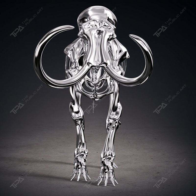 Escultura de esqueleto de elefante de acero inoxidable