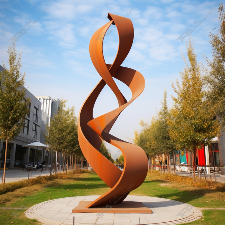 Escultura urbana exterior de acero corten.