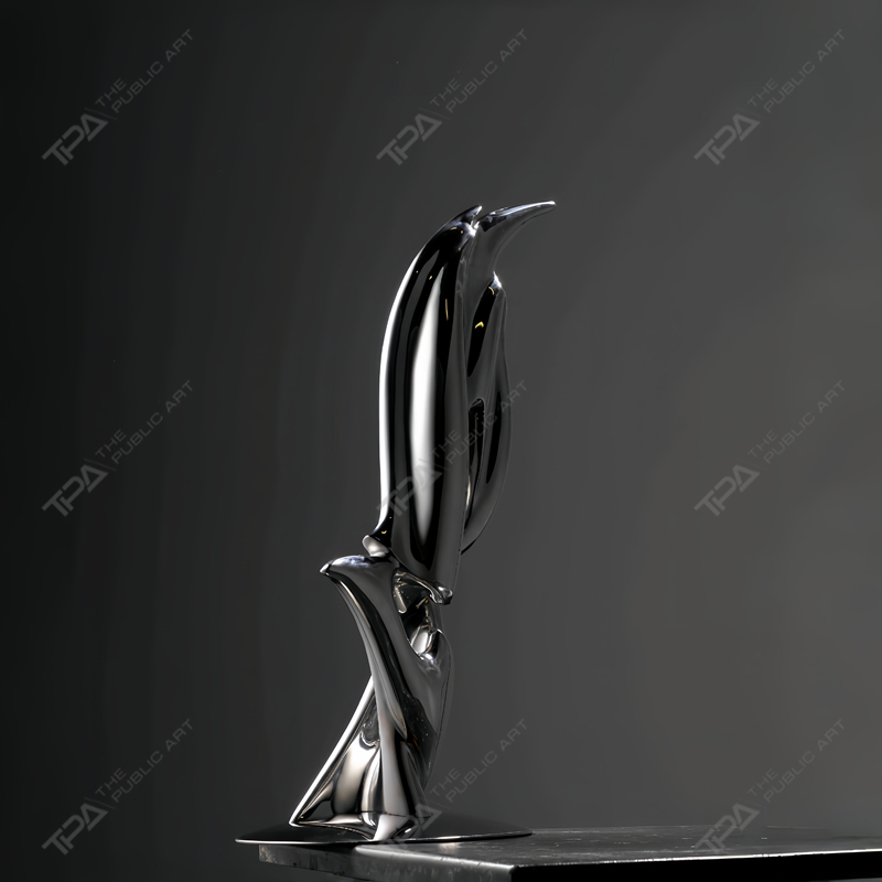 Escultura de acero inoxidable encargada 