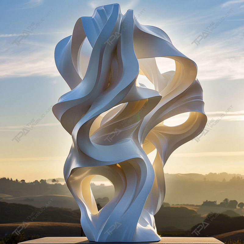 Escultura Urbana De Acero Inoxidable Voile Blanco