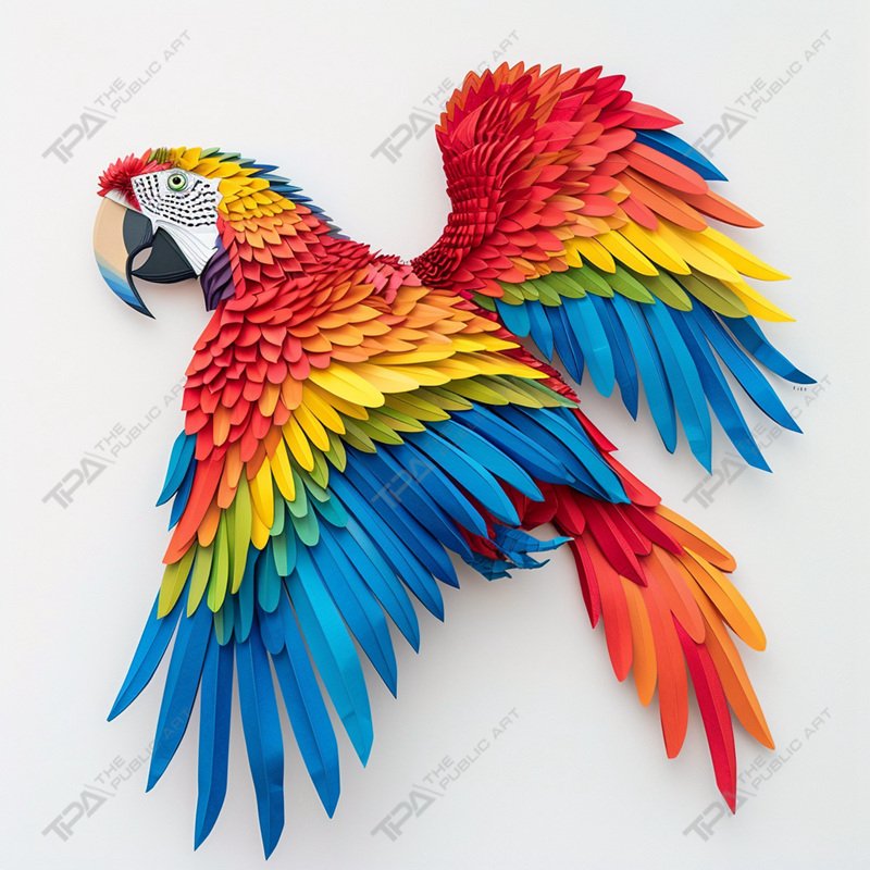escultura de loro de origami