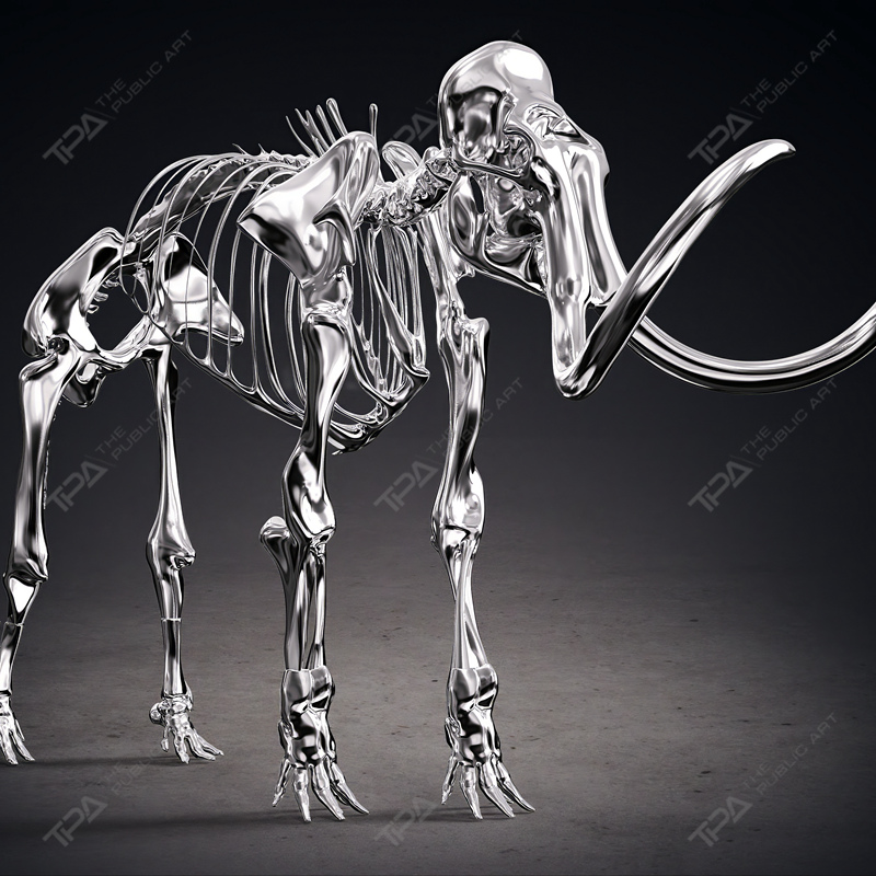 Escultura de esqueleto de elefante de acero inoxidable