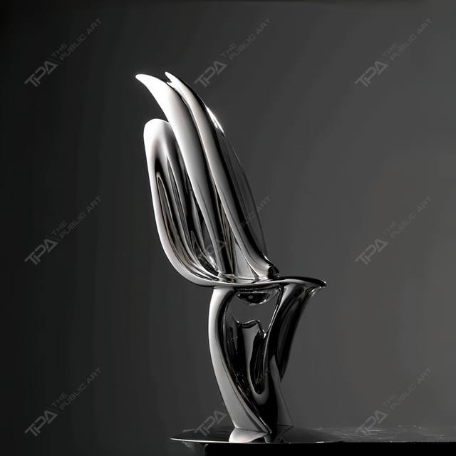 Escultura de acero inoxidable encargada 