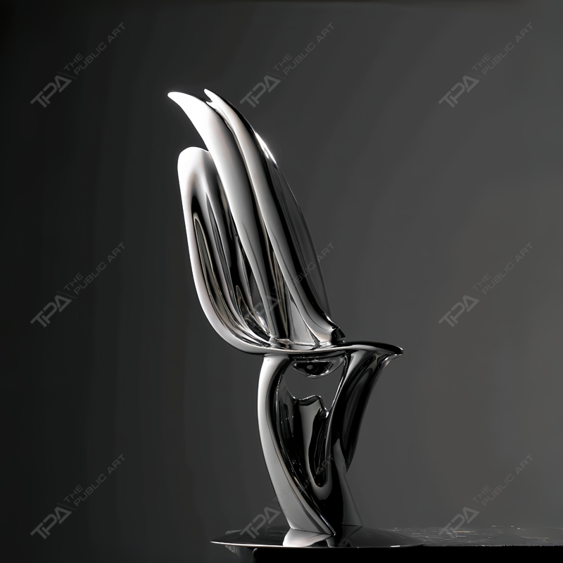 Escultura de acero inoxidable encargada 