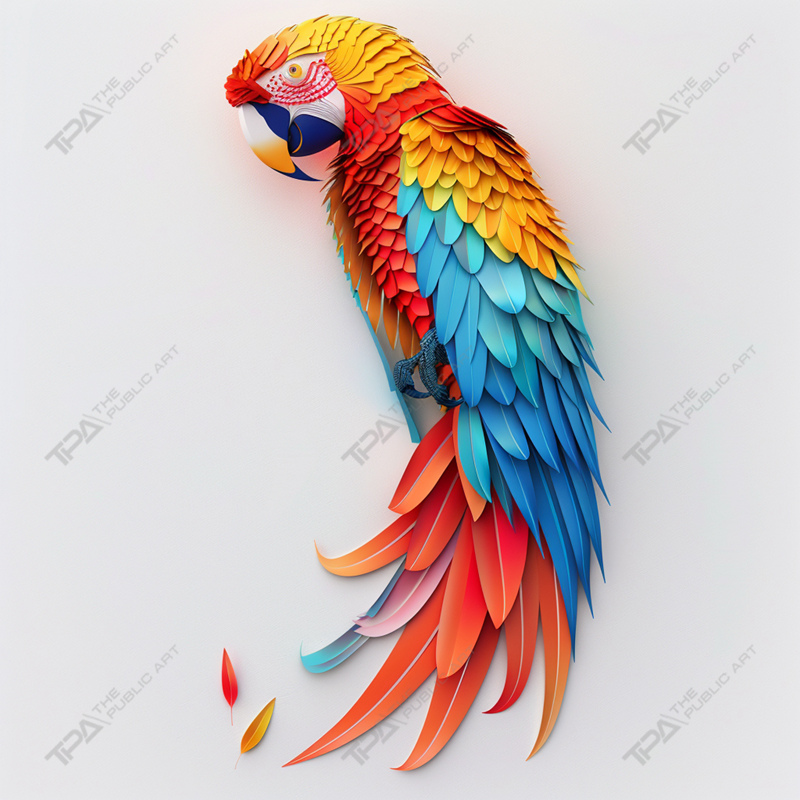 escultura de loro de origami
