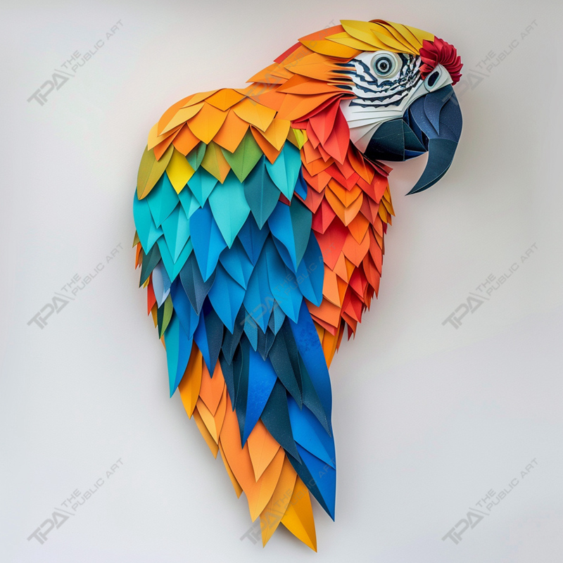 escultura de loro de origami