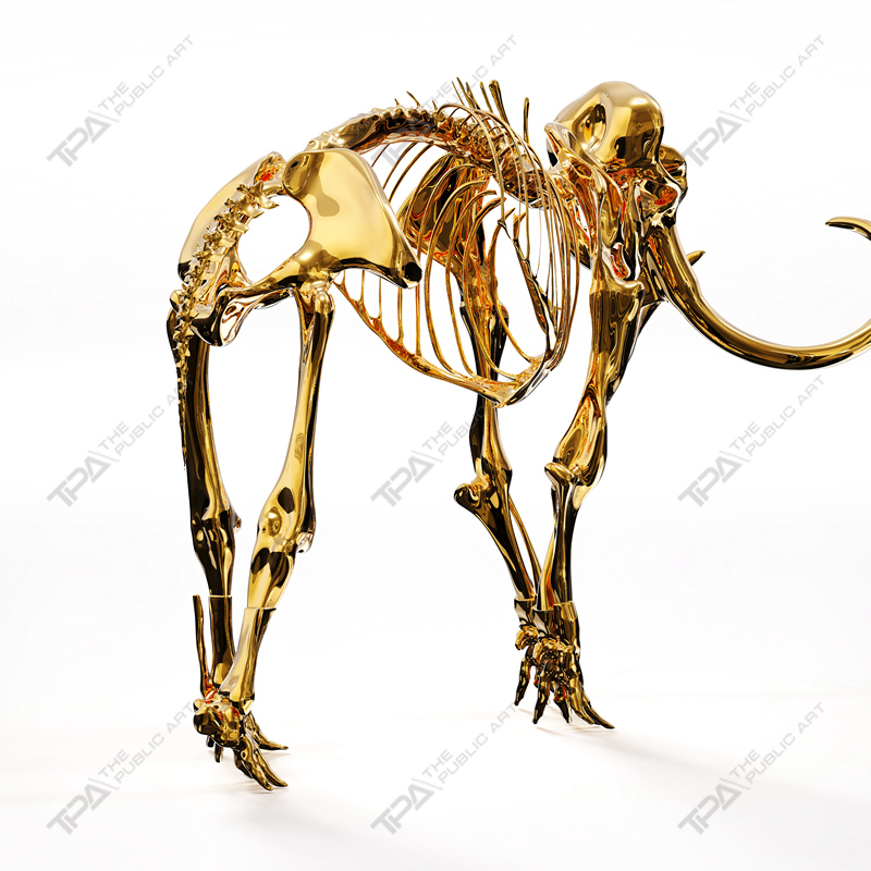 Escultura de esqueleto de elefante de acero inoxidable