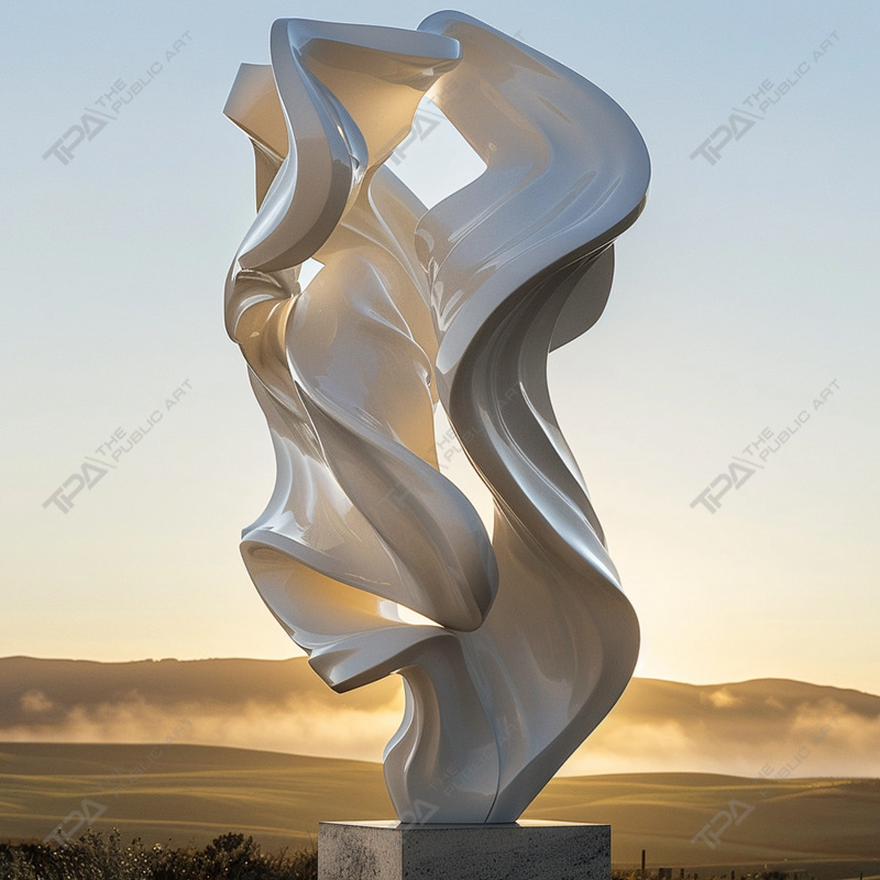 Escultura Urbana De Acero Inoxidable Voile Blanco